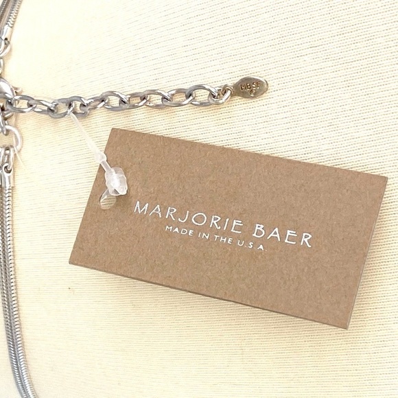 NWT Marjorie Baer Hammered Brass Circle Pendant Necklace Sterling Silver Chain - Picture 7 of 7